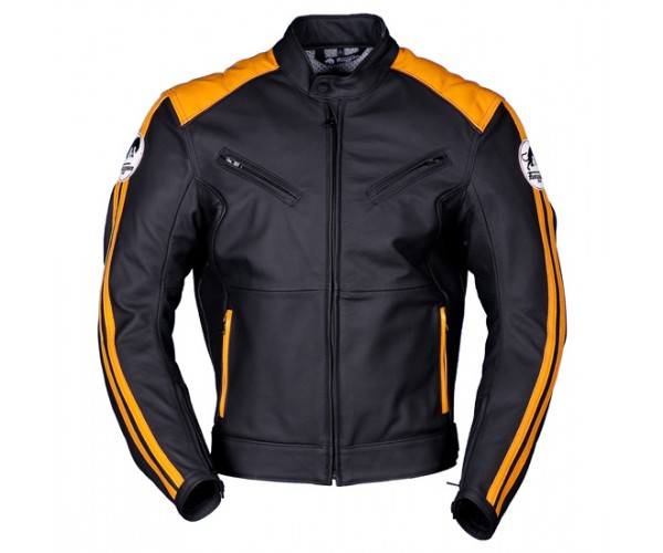 Furygan Forty 3D Leather Motorcycle Jacket Black / Yellow